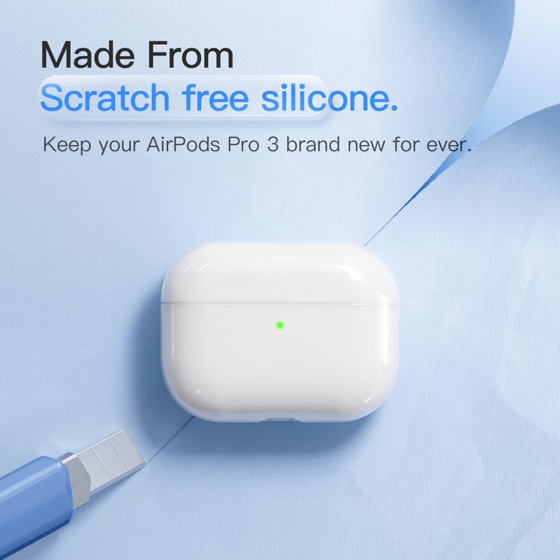 DamonLight Case for AirPods Pro 3 Never-Sretch-Out DamonLight Shock-Proof Protective Semi Hard Silicone Case Compatible with Apple Airpods Pro 3rd Generation (White) - Image 4