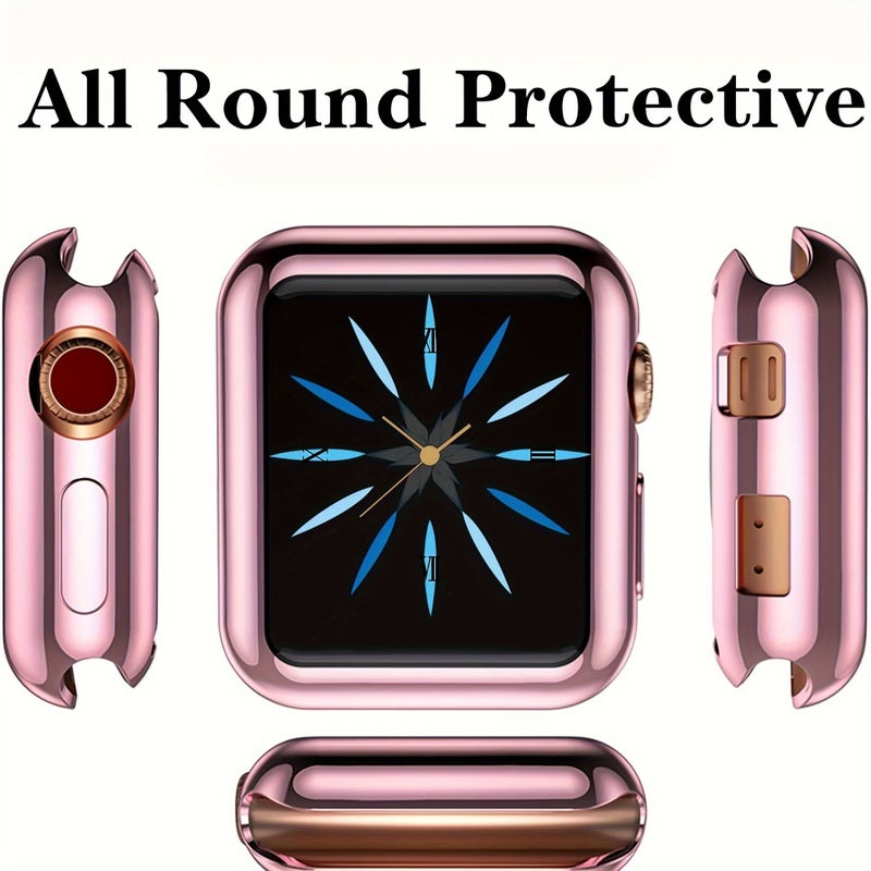 3Pcs Set Men Women TPU Full Cover High Definition Ultra Thin Anti Drop Screen Protector Watch Case For Apple Watch Series 10 11 42mm Transparent Black Golden - Image 4