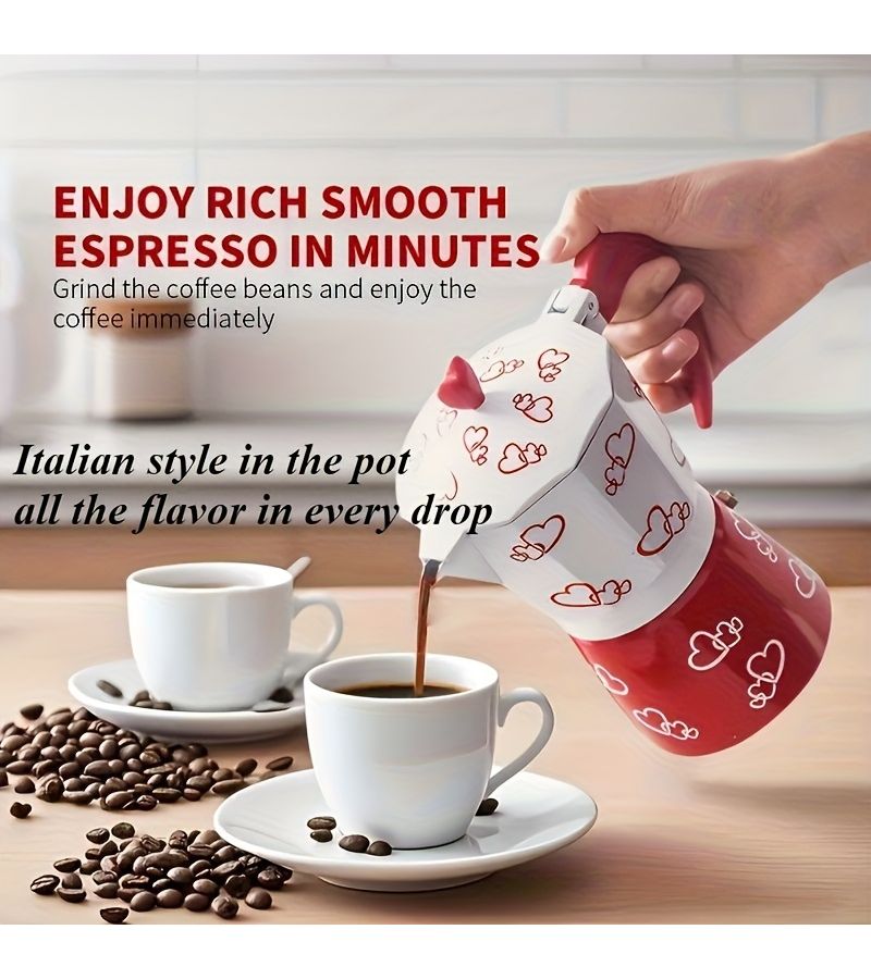 Three Cup Moka Pot Stovetop Espresso Maker Italian Coffee Maker Burn Proof - Image 1