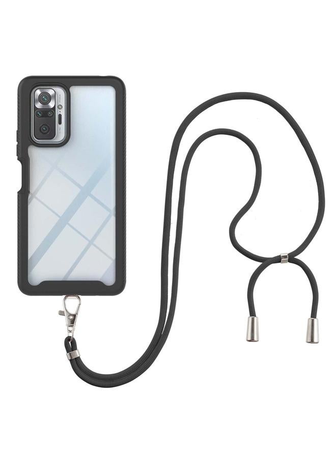 The Bros Case For Xiaomi Redmi Note 10 Pro / Redmi Note 10 Pro Max Starry Sky Solid Color Series Shockproof PC + TPU Protective Case with Neck Strap