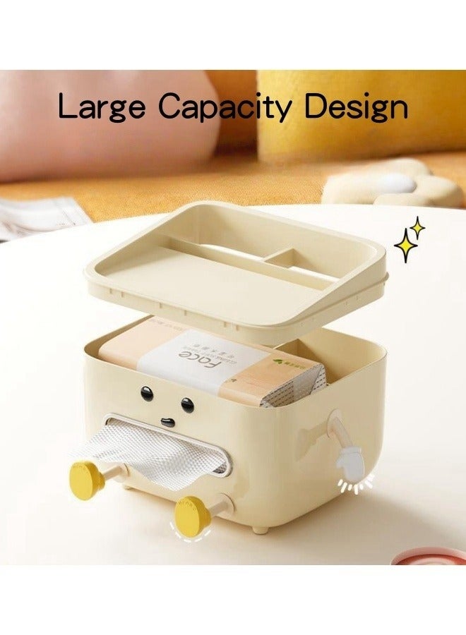 SHABILI 1 Pack PP Tissue Box Holder with Phone Holder, Waterproof Facial Wipes Storage Box with Sundry Storage Area, ，Fashion Napkin Dispenser Container for Desk Home， Toilet ，Bathroom， Office， Restauran  - Image 3