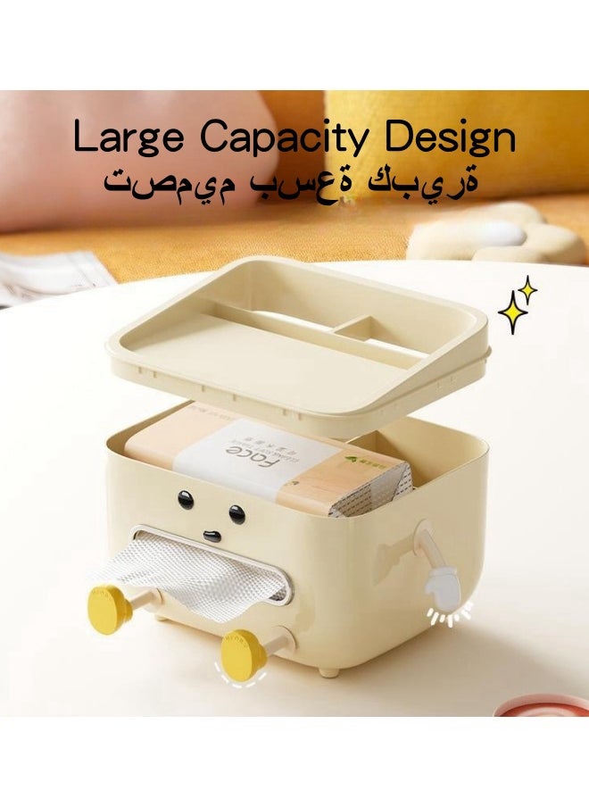 SHABILI - 1 Pack PP Tissue Box Holder with Phone Holder, Waterproof Facial Wipes Storage Box with Sundry Storage Area, ，Fashion Napkin Dispenser Container for Desk Home， Toilet ，Bathroom， Office， Restauran - Image 1