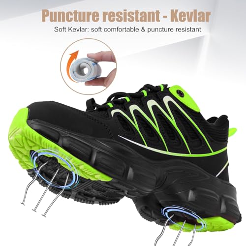 Hogent Steel Toe Shoes for Women Men Wide Non Slip Composite Work Sneakers Indestructible Comfortable Safety Tennis Shoes Lightweight Breathable Construction Sneakers Puncture Proof Ergonomic Design - Image 5