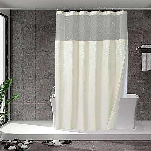 N&Y HOME NY HOME Waffle Weave Shower Curtain with Snapin Fabric Liner  Hooks Set  Hotel Style Cream Shower Curtain for Bathroom WaterRepellent  Washable Mesh Top Window  71x72 Cream 