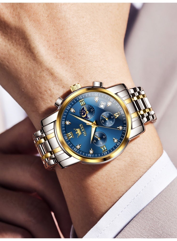 أوليفز ساعة رجالية من OLEVS، ساعة أنيقة أصلية للرجال، متعددة الوظائف، فاخرة، مصنوعة من الفولاذ المقاوم للصدأ، مقاومة للماء، تعمل بإضاءة كوارتز. - Image 2