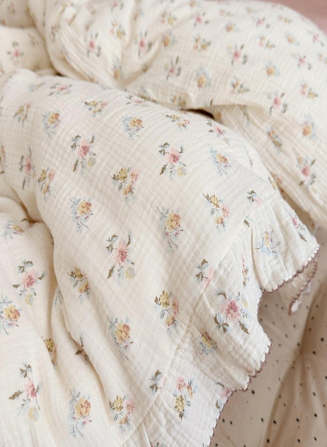 AOJIM Kids Muslin Duvet Cover with Azalea Pattern, Pure Cotton Floral Print Toddler Bedding Comforter Cover 1 Piece 47X59'', Ruffled Edges Crib Duvet Cover 2-Layer Muslin for Boys Girls, No Comforter - Image 3