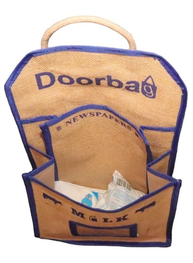 Doorbag حقيبة باب للرجال والنساء: حقيبة تسوق متعددة الألوان للحليب والصحف لتعليقها على باب الخروج (زرقاء) - Image 2