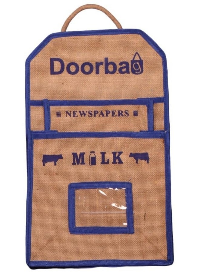 Doorbag حقيبة باب للرجال والنساء: حقيبة تسوق متعددة الألوان للحليب والصحف لتعليقها على باب الخروج (زرقاء) - Image 3