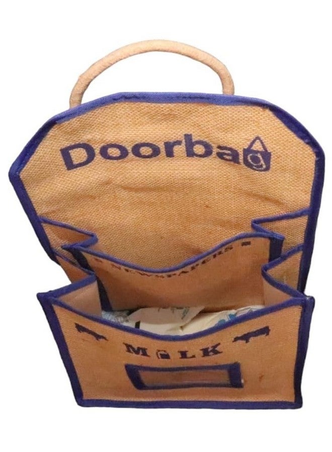 Doorbag حقيبة باب للرجال والنساء: حقيبة تسوق متعددة الألوان للحليب والصحف لتعليقها على باب الخروج (زرقاء) - Image 5