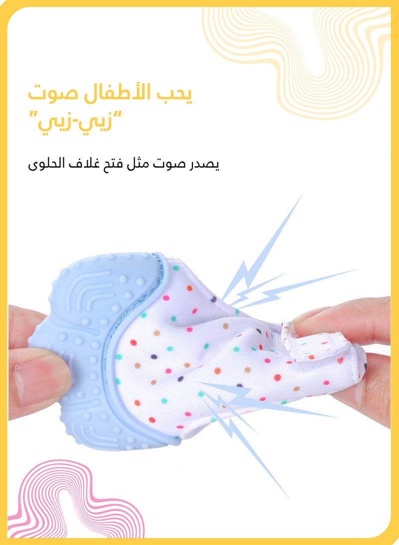 She&Little 2PCS Baby Teething Toy Set, Wearable Silicone Teething Glove and Colorful Handheld Teether Ring, Soothing & Self-Soothing for Infants 0–6 Months, BPA-Free, Sensory Development  - Image 2
