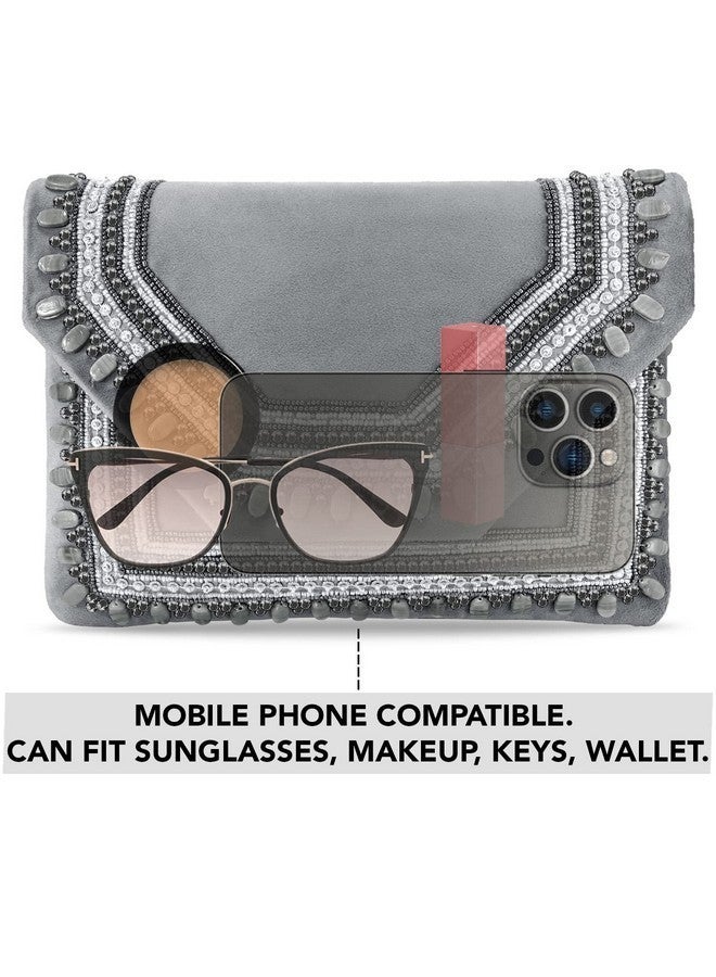 Peora Clutch Women's Purse Bridal Bag For Casual Detachable Strap Evening Sling Bag (Grey)-C58GRY - Image 2