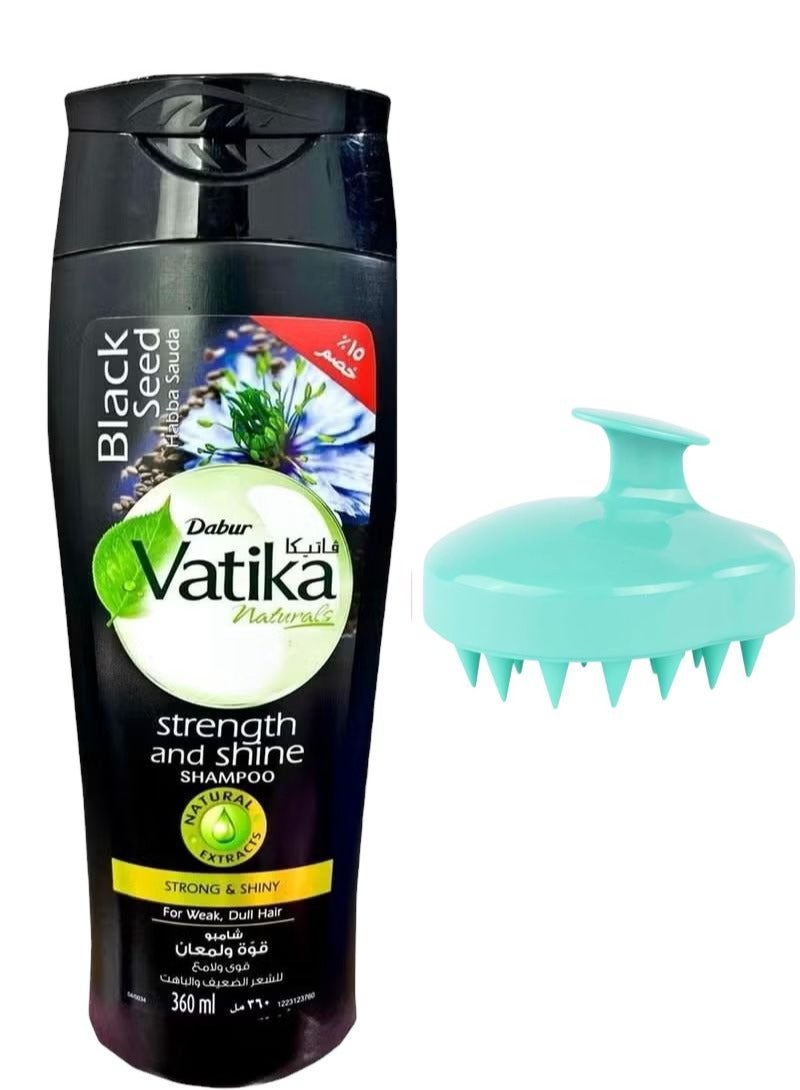 فاتيكا ناتشورالز شامبو ببذور الحبة السوداء - 360 مل + فرشاة تدليك سيليكون ومشط تدليك الشعر متعدد الألوان
