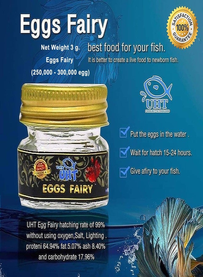 A.D.P. UTH Fish Food Fresh Eggs Fairy Shrimp (250000+Egg) 3 g. Best Tropical Fish Food Grow Faster & Color Enhancer Slow Sinking Like Pellets High Protein 64% for All Small Baby Fry Newborn Fish Feed - Image 2