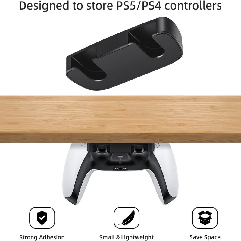 JCZD 2 قطعة حامل تحكم تحت المكتب بديل متوافق مع PS4 PS5 - أسود ABS حامل تحت المكتب (9x3.9x1.3 سم) - Image 3