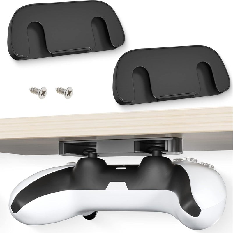 JCZD 2 قطعة حامل تحكم تحت المكتب بديل متوافق مع PS4 PS5 - أسود ABS حامل تحت المكتب (9x3.9x1.3 سم) - Image 1