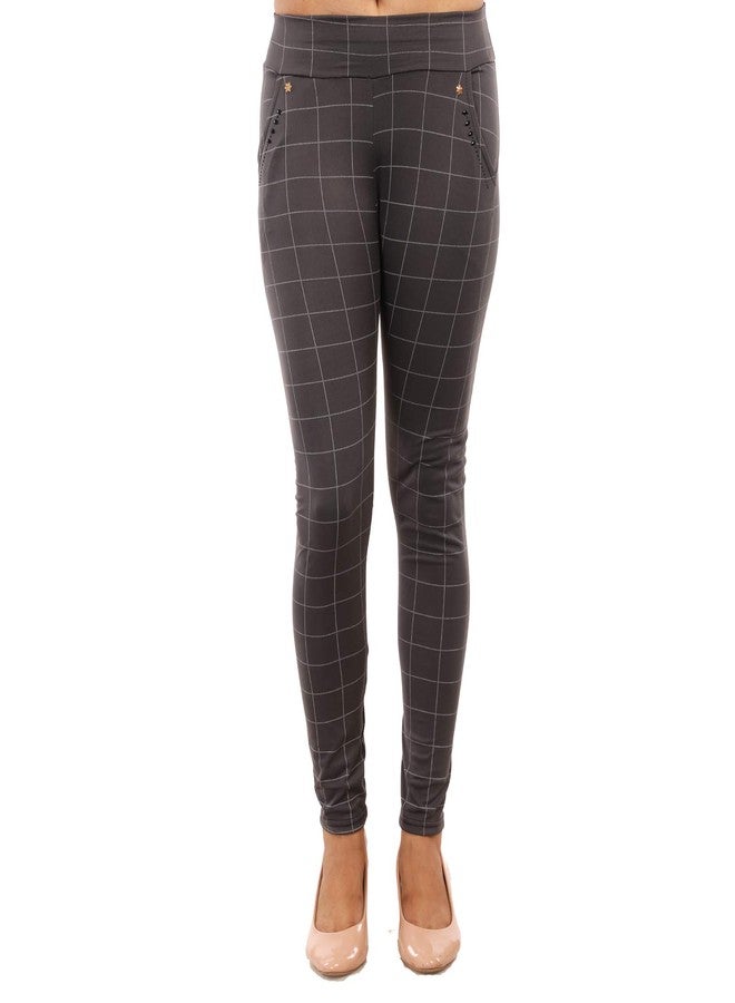 MUKHAKSH (Pack of 1) Girls Hot/Stylish Dark Grey Check Jegging/Pant for Casual wear 11-12 Years - Image 1