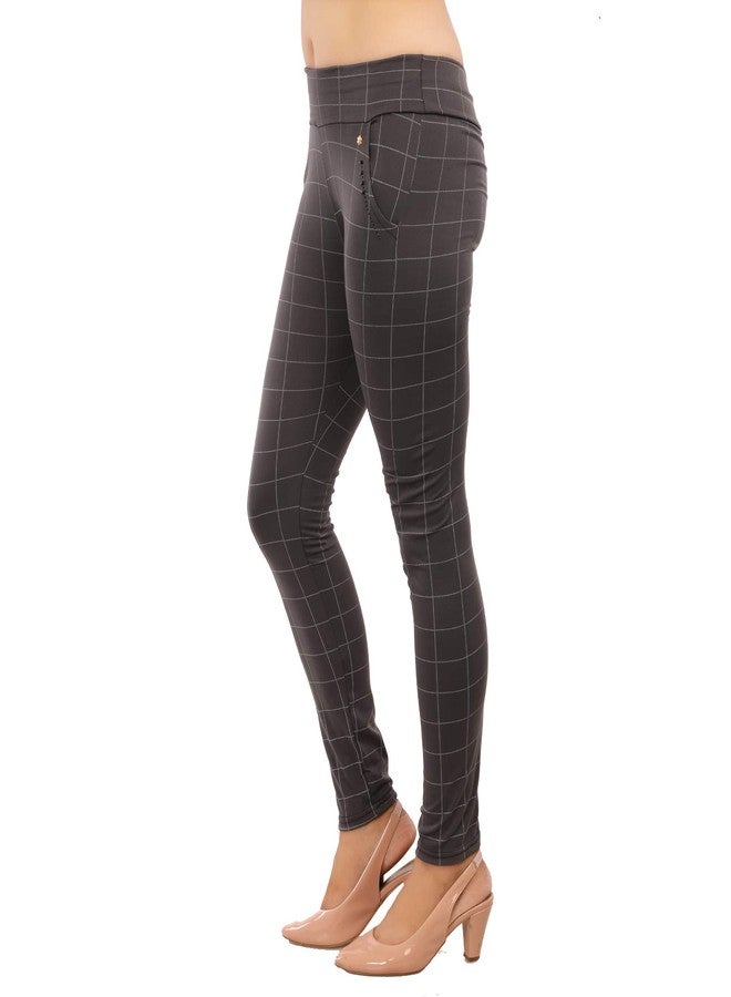 MUKHAKSH (Pack of 1) Girls Hot/Stylish Dark Grey Check Jegging/Pant for Casual wear 11-12 Years - Image 3