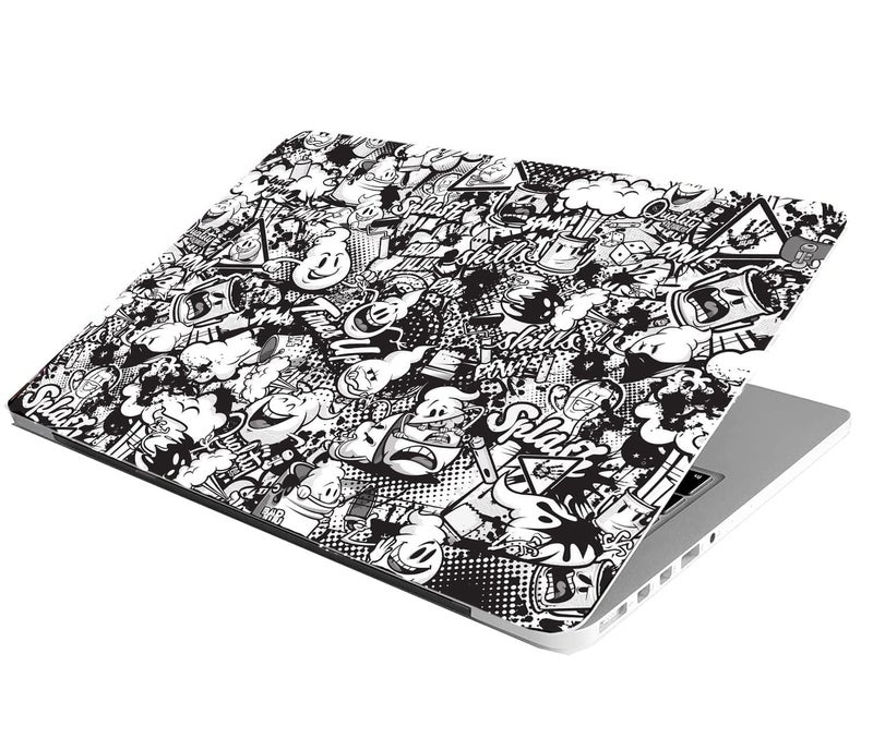 PIXELARTZ Laptop Skin Graffiti Black & White Laptop Skin Sticker - Bubble-Free HD Quality Sticker fits Upto 15.6 inches Laptops (Full Skin) - Image 3
