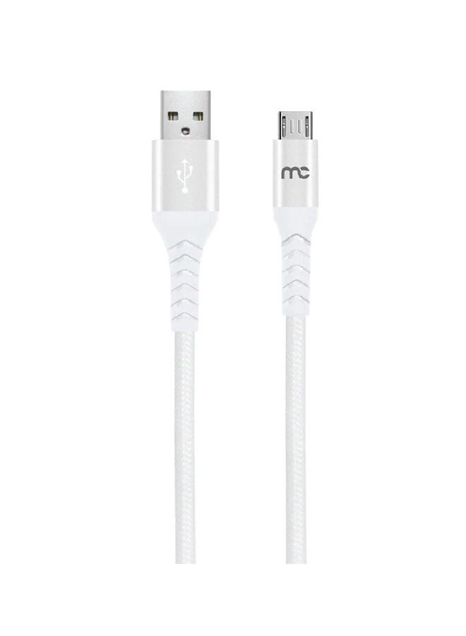 My Candy كابل شحن ومزامنة مضفر من USB A إلى MICRO USB بطول 1.2 متر باللون الأبيض - Image 1