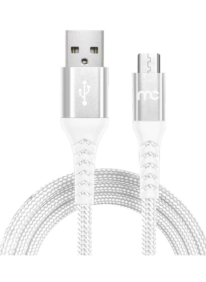 My Candy كابل شحن ومزامنة مضفر من USB A إلى MICRO USB بطول 1.2 متر باللون الأبيض - Image 3