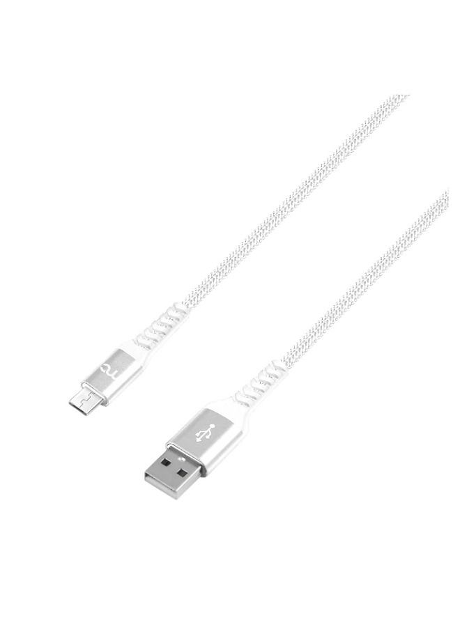 My Candy كابل شحن ومزامنة مضفر من USB A إلى MICRO USB بطول 1.2 متر باللون الأبيض - Image 2