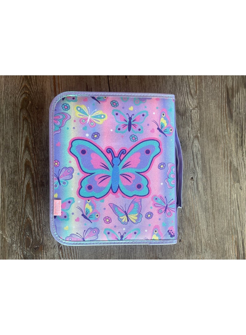 VEST Kids Painting Stationery Set 20×25×3.5cm for Children Graffiti Art Creation Painting Enlightenment Daily Writing Dreamy Butterfly Cartoon Pattern Portable Zipper Full Painting Stationery Gift Box Colored Pencils Creative Markers Pen Multicolour notebook stationery set - Image 5