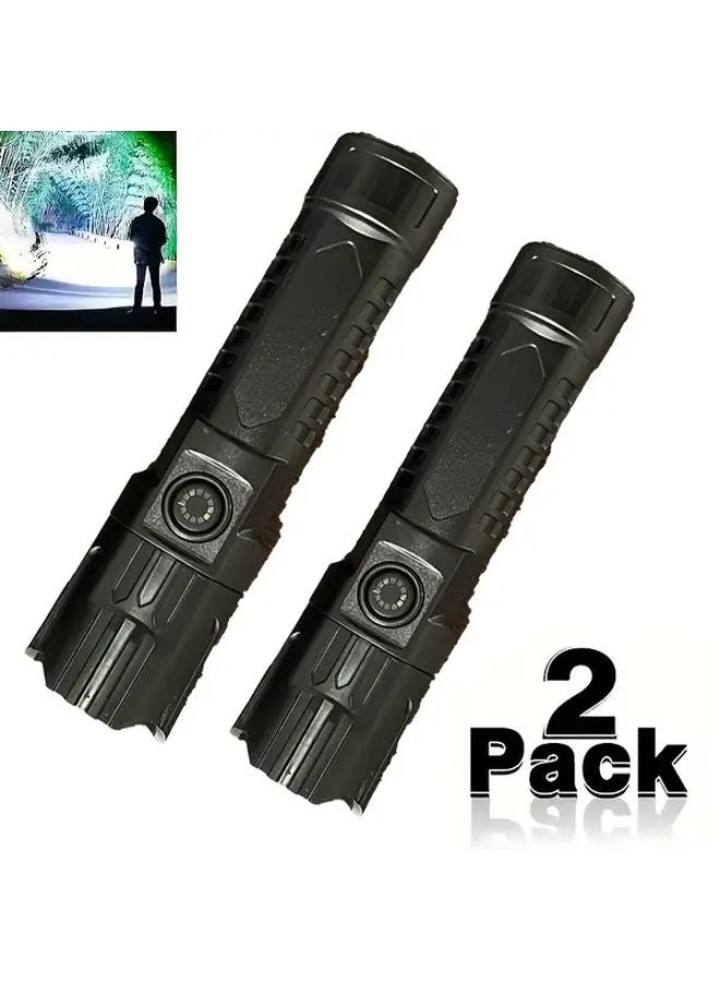 2 Pack Tactical LED Flashlights High Lumens Zoomable 3 Modes Compact Survival Light - Image 1