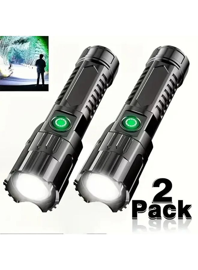 2 Pack Tactical LED Flashlights High Lumens Zoomable 3 Modes Compact Survival Light - Image 2