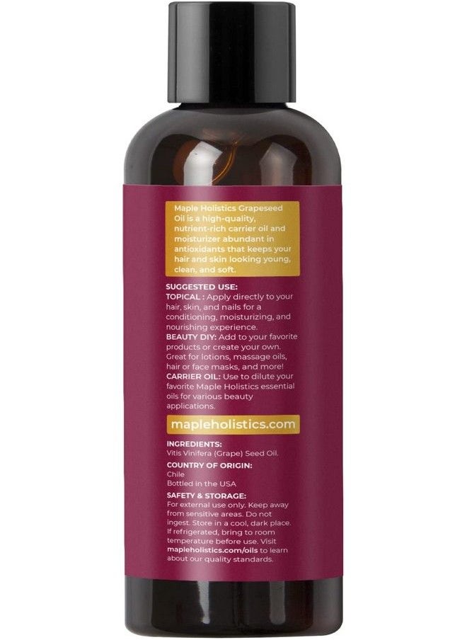 Maple Holistics - Pure Grapeseed Oil For Skin Care Cold Pressed Grape Seed Oil Liquid For Skin With Moisturizing Carrier Oil For Essential Oils Mixing Natural Vitamin E Anti Aging Body Oil For Dry Skin And Hair - Image 1