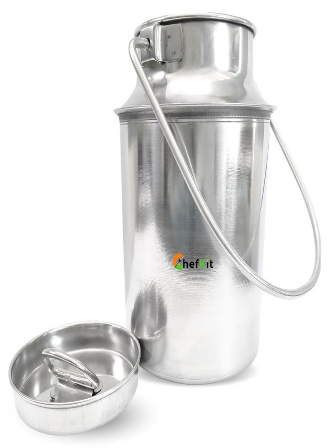 CHEFKIT Stainless Steel Milk, Ghee, Oil Storage Container | Airtight, Leak-Proof Stainless Steel Storage Can | Akhand Jointless Milk Can/Oil Pot with Lid | Induction Compatible Bharni (Silver, 1.5L) - Image 1