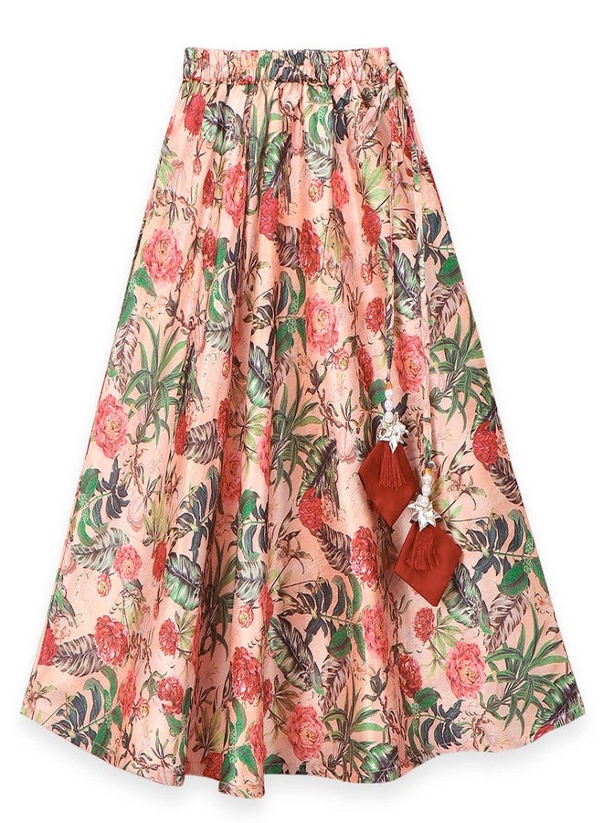 LILPICKS Girl's Silk Lehenga Choli Set (LP20211145_Maroon Multi_5-6Y) - Image 5