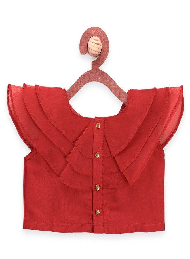 LILPICKS Girl's Silk Lehenga Choli Set (LP20211145_Maroon Multi_5-6Y) - Image 4