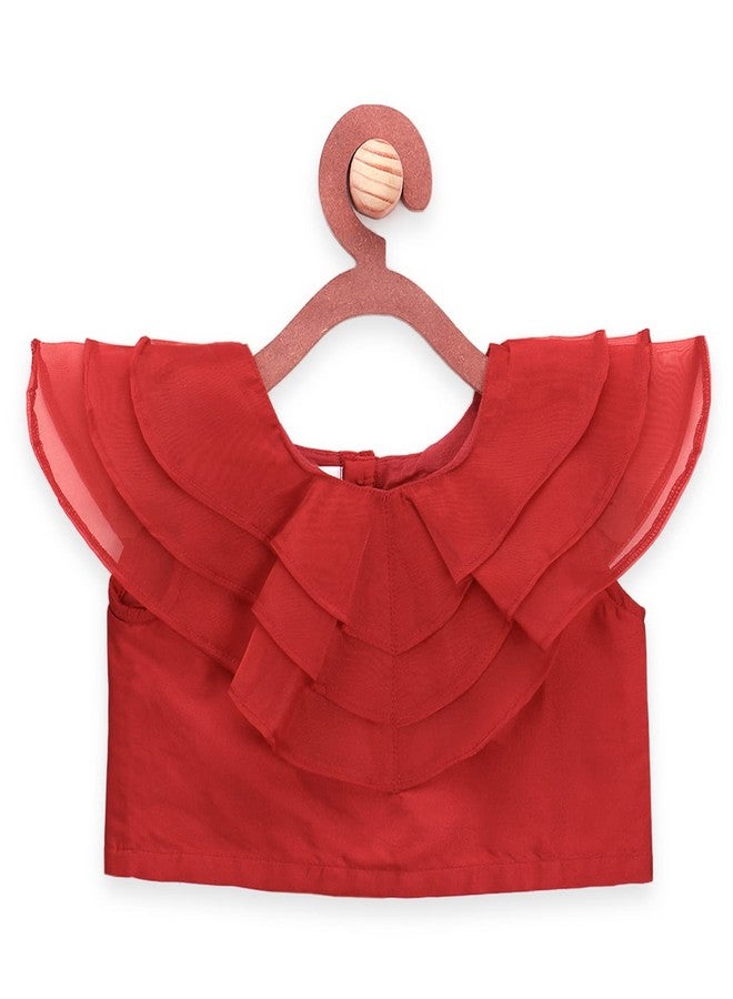 LILPICKS Girl's Silk Lehenga Choli Set (LP20211145_Maroon Multi_5-6Y) - Image 3