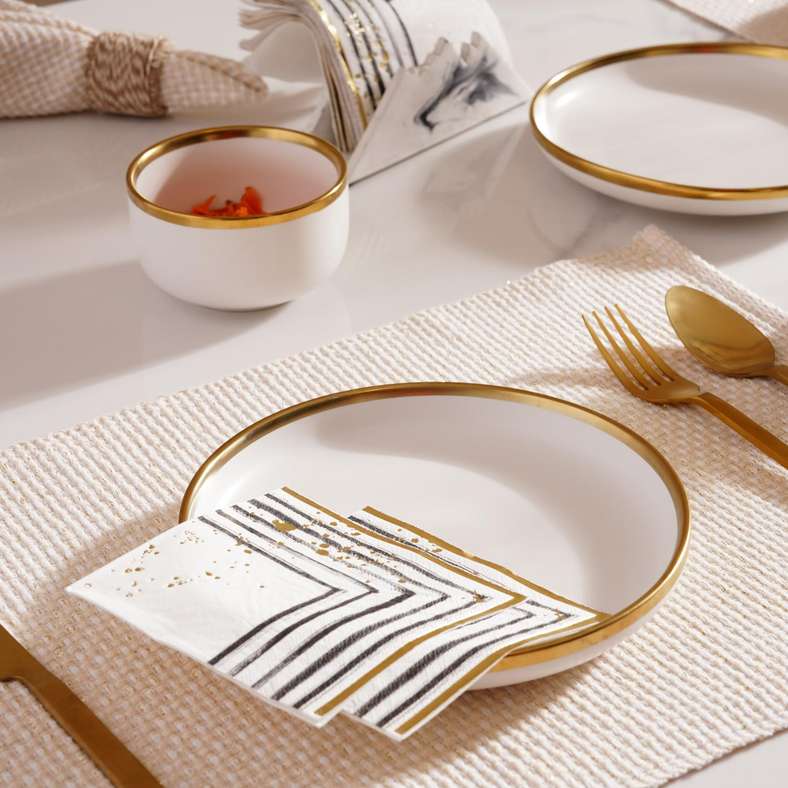 طبق جانبي ريجالي بقطر 20 سم - أبيض وذهبي