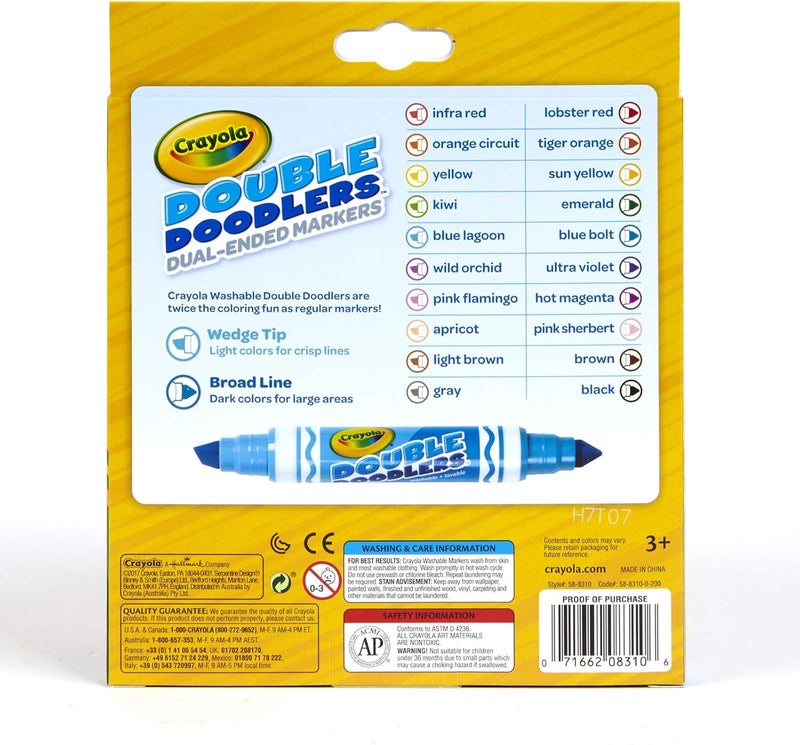 كرايولا أقلام تلوين مزدوجة قابلة للغسل، متعددة الألوان، Cy58-8310، 10 قطع - Image 4