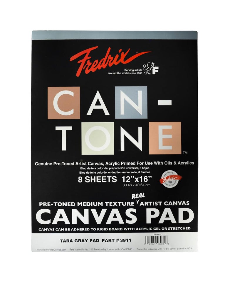 FREDRIX Creative Series Can-Tone Canvas Pad, Gray, 12" x 16" - Image 1