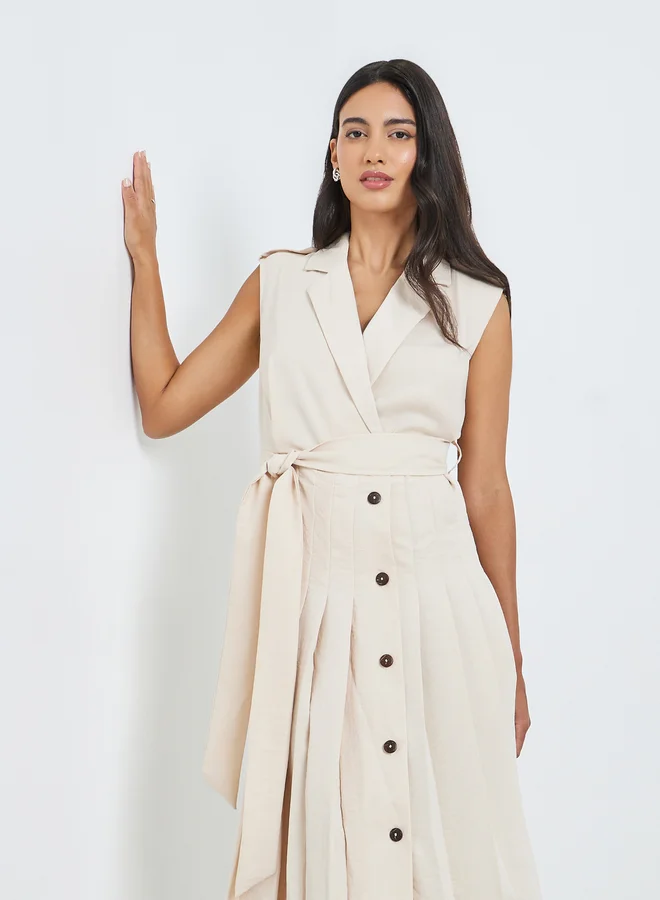 ستايلي فستان ميدي بنمط بليزر مع حزام ربط