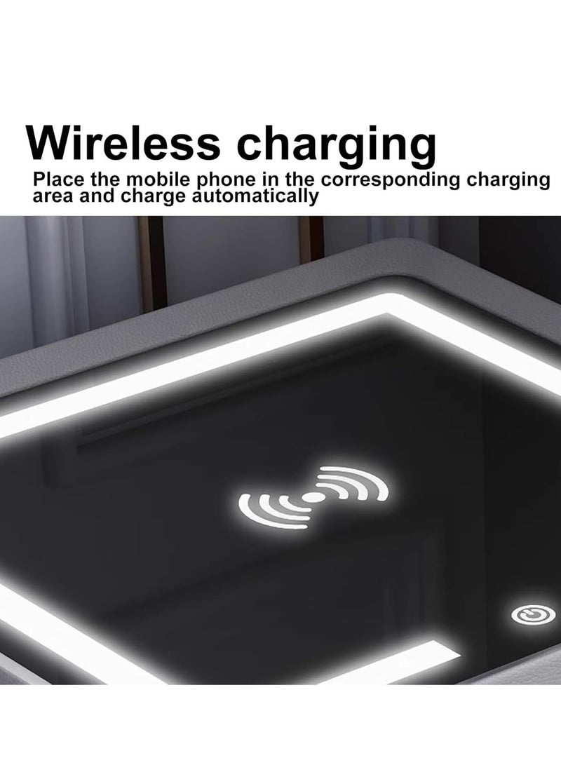 XiuWoo Bedside Table with Wireless Charging Station, Bedroom Bedside Table with Invisible Safe, Smart Night Stand Modern Bedside Table for Bedroom, Living Room, gray - Image 4