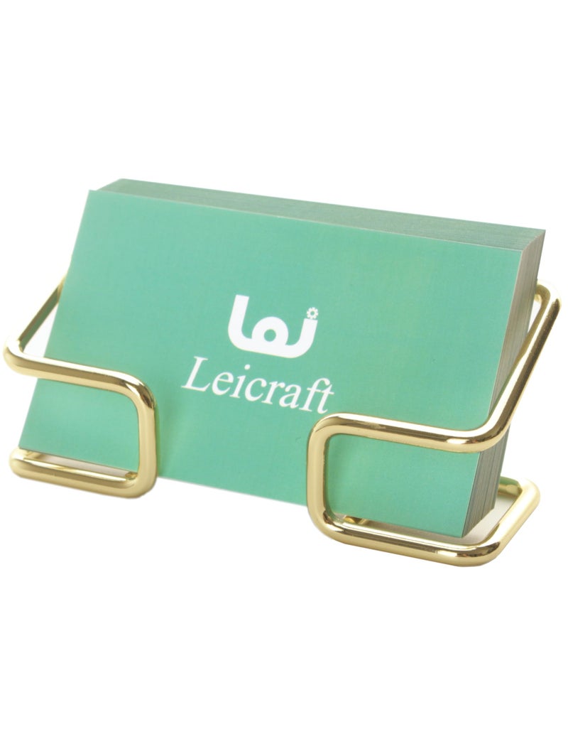 Leicraft حامل بطاقات العمل من ليكرافت للمكتب، منظم بطاقات معدني لطيف وإكسسوارات مكتبية للرجال والنساء (ذهبي) - Image 1