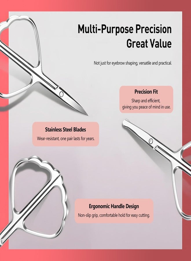 Kootinn Facial Hair Small Grooming Scissors For Men Women - Eyebrow, Nose Hair, Mustache, Beard, Eyelashes, Ear Trimming Kit - Curved and Rounded Safety Tip Clippers For Hair Cutting - 3 PCS Silver - Image 5