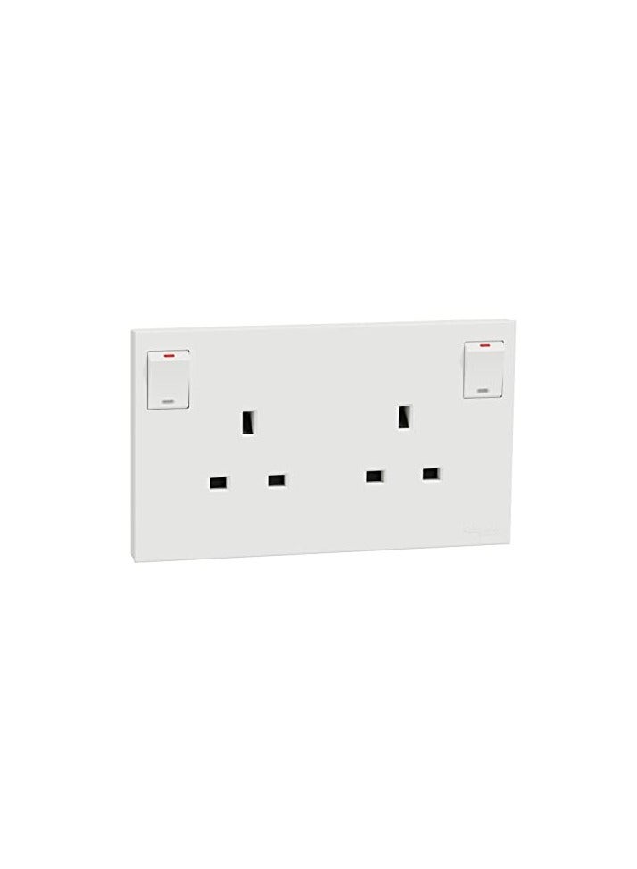 Schneider Schneider Electric AvatarOn C, Switched Socket, 13A 250V, 2 Gangs, White  - Image 1