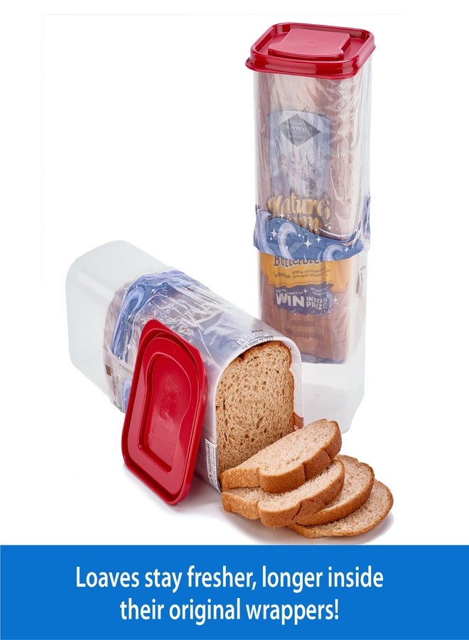 Buddeez Bread Buddy Bread Box - Bread Container & Bread Storage for Kitchen Counter, Sandwich Bread Holder, Bread Saver & Bread Keeper, Bread Bin & Breadbox Countertop Storage, Red Lid, (Pack of 2) - Image 2