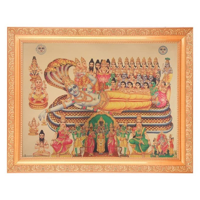 Sri Govindaraja Perumal With Hindu GodsGoddess Beautiful Golden Foil Photo In ArtWork Golden Frame11 x 14 Inches OR 2794 X 3556 Cms Housewarming Gifts