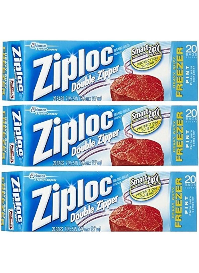 Ziploc Ziploc Freezer Bag Pint 20Count Pack of 3 