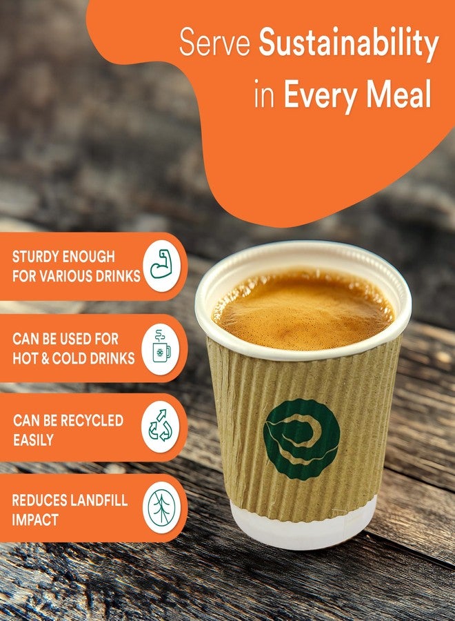 Eco Soul | 150 ml Brown Paper Ripple Cups | Pack of 100 | Disposable Paper Cups in Small Size | Insulated, Strong Disposable Coffee Cups for Tea, Coffee, & Hot Drinks - Image 4