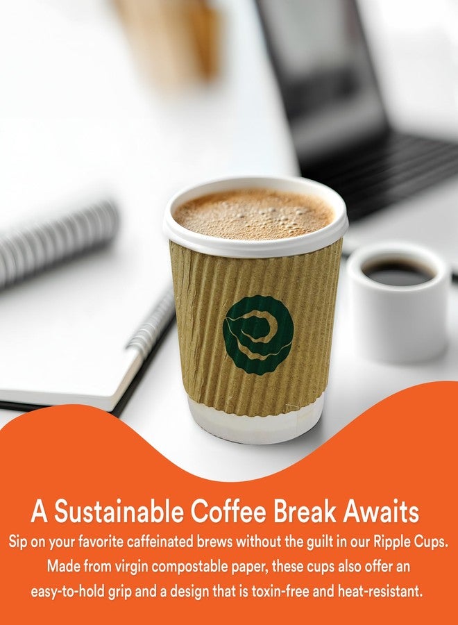 Eco Soul | 150 ml Brown Paper Ripple Cups | Pack of 100 | Disposable Paper Cups in Small Size | Insulated, Strong Disposable Coffee Cups for Tea, Coffee, & Hot Drinks - Image 5