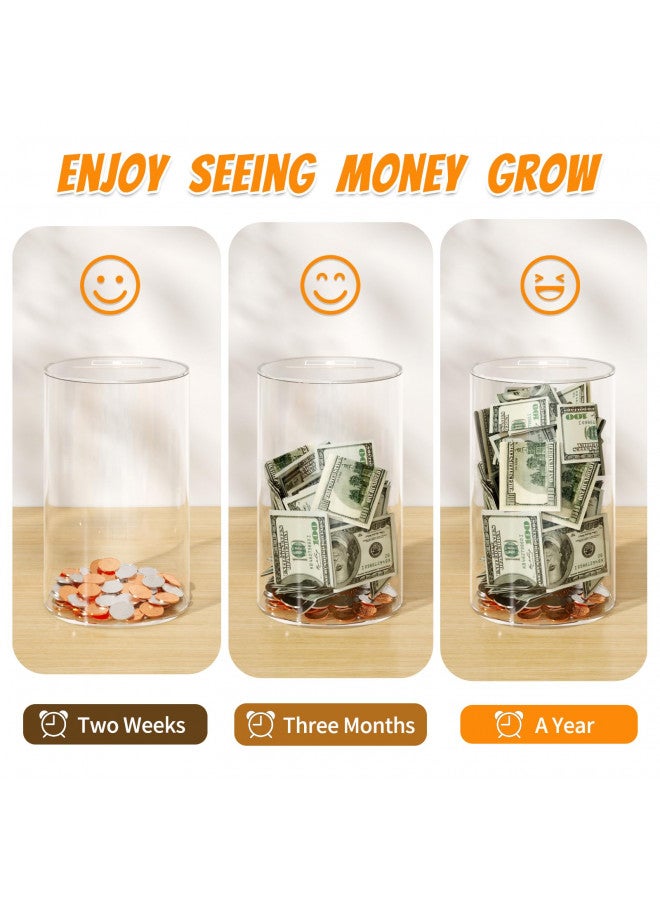 NIUBEE Clear Piggy Bank for Adults Kids, Acrylic Piggy Bank for Boys Girls to Saving Money Cash Coin, Must Break to Open, Perfect Size 10" H x 6" Diameter(Large) - Image 3