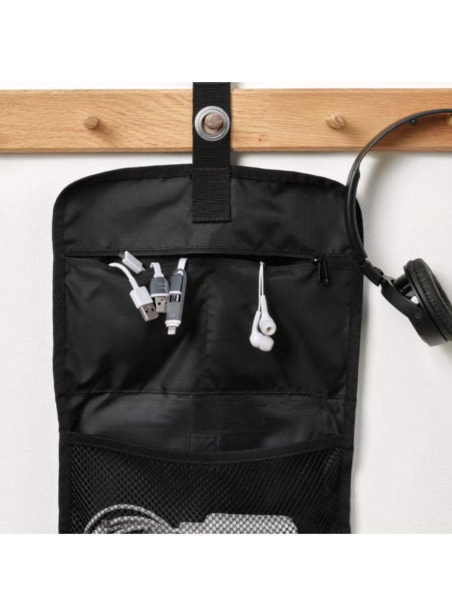 Cable Organizer Bag, Travel Electronics Organizer Case with Multiple Compartments, Hanging Accessory Pouch for Chargers, Cables, Adapters and Small Gadgets (Black) - Image 4