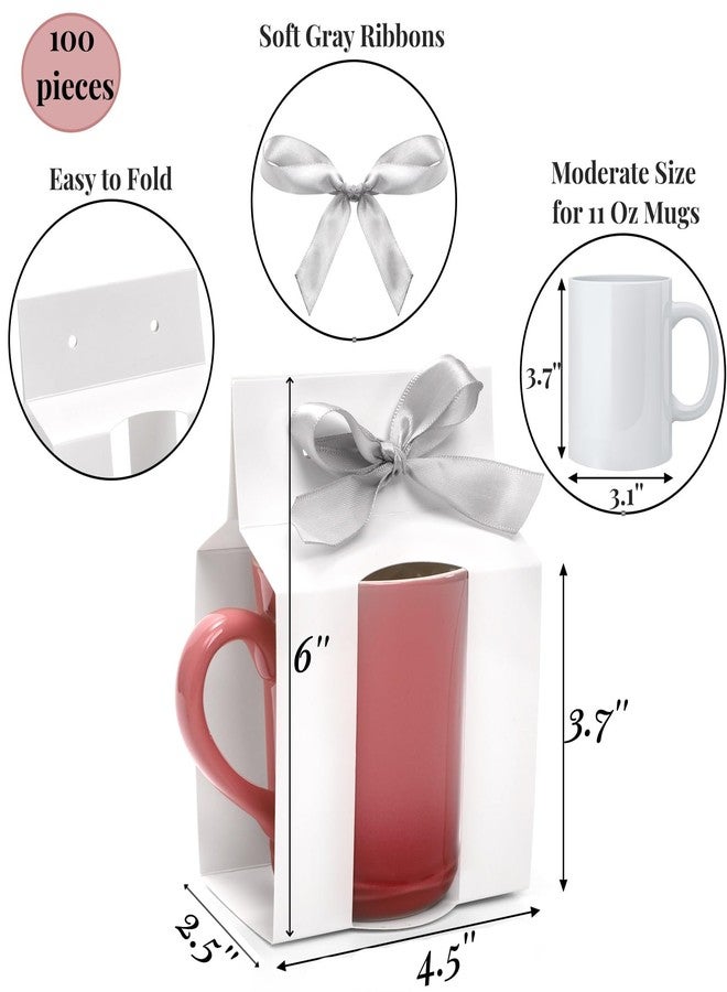ZAVOOS 100 Pieces Mug Boxes, 11 Oz Sublimation Mugs Gift Box with Ribbon for Packaging Shipping Selling, Small White Cups Blanks Wrapping Bulk for Wedding, Birthday, Christmas - Image 2
