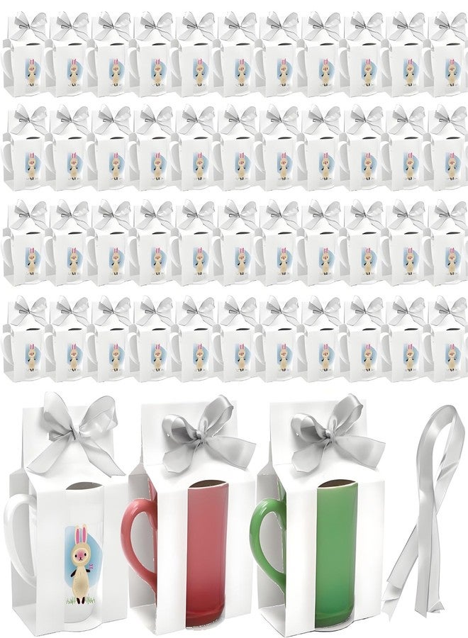 ZAVOOS 100 Pieces Mug Boxes, 11 Oz Sublimation Mugs Gift Box with Ribbon for Packaging Shipping Selling, Small White Cups Blanks Wrapping Bulk for Wedding, Birthday, Christmas - Image 1